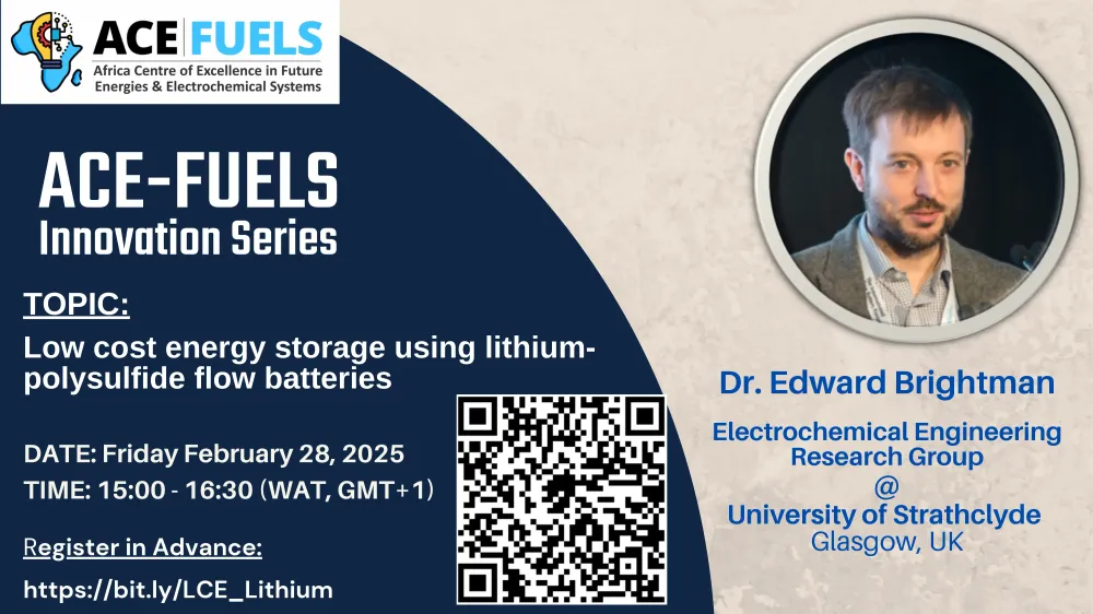 ACE-FUELS Hosts Innovation Series on Lithium-Polysulfide Flow Batteries