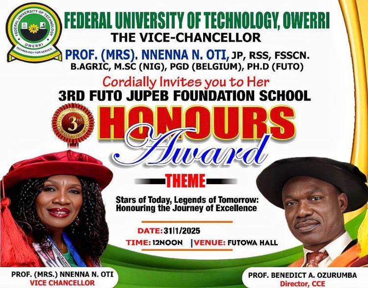 3RD FUTO JUPEB FOUNDATION HONOURS AWARD
