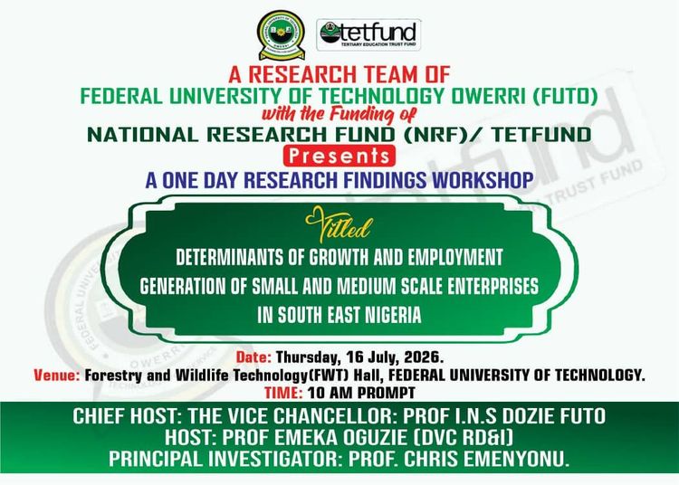 One Day Research Findings Workshop: Determinants of Growth and Employment Generation of Small and Medium Scale Enterprises in South East Nigeria
