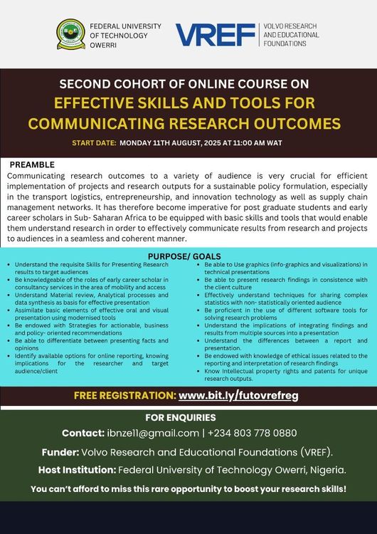 Second Cohort of Online Course on Effective Skills and Tools for Communicating Research Outcomes